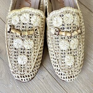Sam Edelman Women's Lowell Loafer Woven Raffia Slip On Shoe Size 7.5